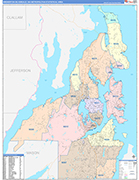 Bremerton-Silverdale Metro Area Wall Map Color Cast Style